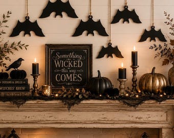 Hanging Bat w/ Hanging Hole Laser SVG - Upside Down Hanging Bat - Bunting - Porch Decor - Halloween Fall - (Digital Download) -Design 2