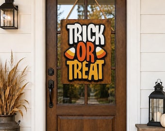 Layered Trick or Treat Words w/ Candy Corn Offset Backer Laser SVG - Halloween Fall - (Digital Download)