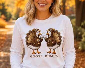 Goose Bumps PNG - 300 DPI - Geese Dressed Like Turkeys Doing Fist Bumps - Funny Silly Porch Goose - Transparent - (Digital Download) - 1