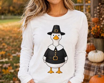 Percy the Pilgrim Porch Goose PNG - 300 DPI - Fall Thanksgiving File Transparent Background - (Digital Download)