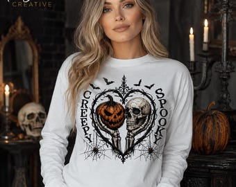 Creepy Spooky Pumpkin Skull Heart Vine PNG - 300 DPI - Halloween File - Transparent - (Digital Download)