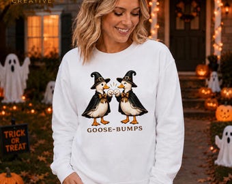 Goose Bumps PNG - 300 DPI - Geese Dressed Like Witches Doing Fist Bumps - Funny Silly Porch Goose - Transparent - (Digital Download)