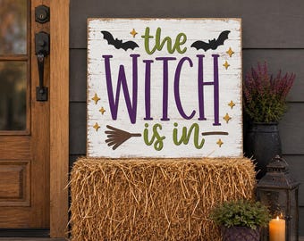 The Witch Is In Laser SVG - Bats Broom & Sparkles - Halloween Fall File - Trick or Treat - (Digital Download)