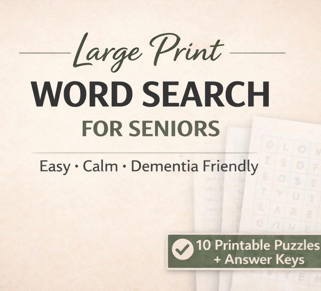 Large Print Word Search Puzzles for Seniors, Dementia Friendly Activity ...