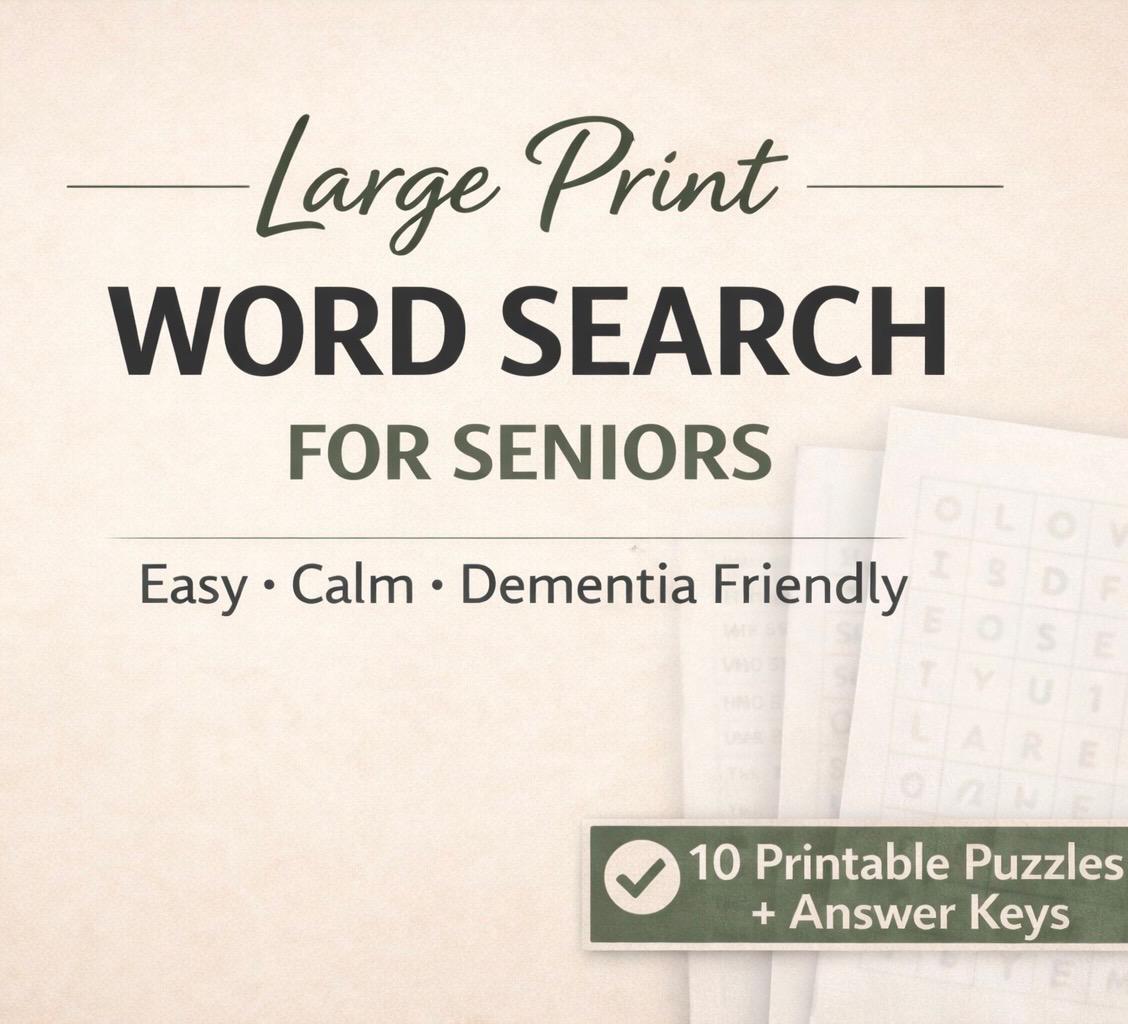 Large Print Word Search Puzzles for Seniors, Dementia Friendly Activity ...