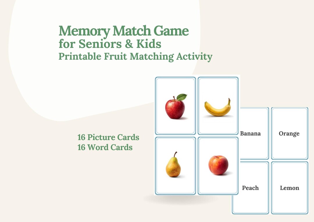 Dementia Activity for Seniors | Memory Match Game Printable | Easy