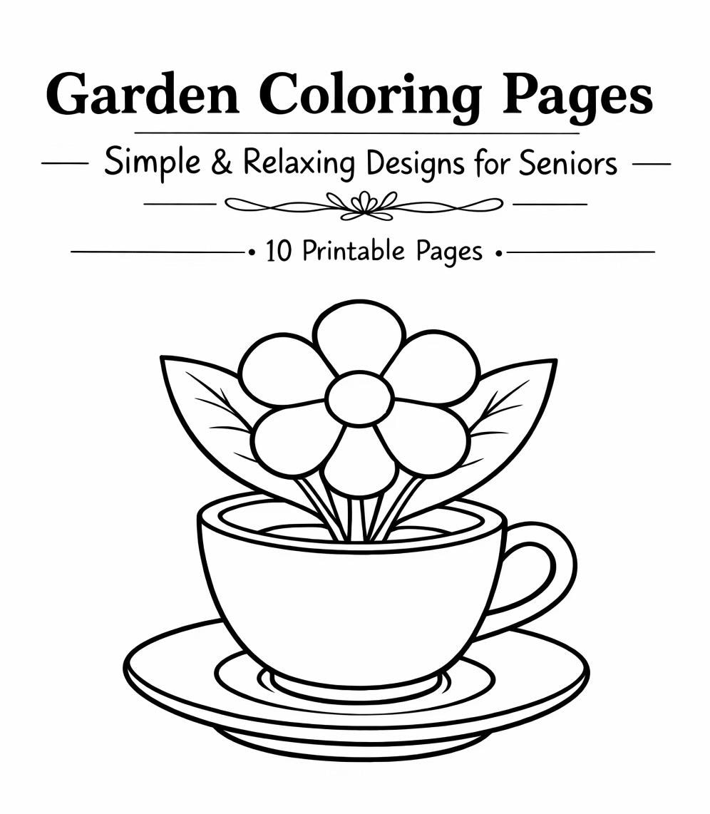 Large Print Coloring Pages for Seniors | Dementia Activity | Garden