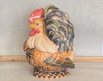 Vintage Rooster Cookie Jar | Ceramic Chicken Kitchen Canister