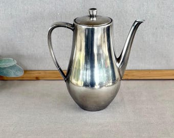 Vintage Hutschenreuther Germany Silver Plated Porcelain Coffee Pot Tea Server Mid Century Modern