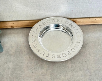 Vintage Silverplated Alphabet Baby Bowl, ABC Nursery Decor Dish