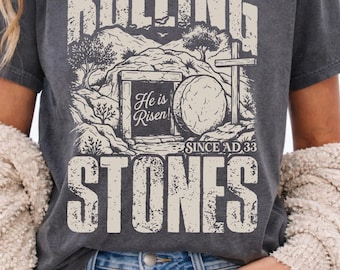 Rolling Stones seit AD 33 PNG | Er ist auferstanden Ostern Shirt Design | Christliche Retro Jesus Grafik | Auferstehung Sublimation Digitaler Download