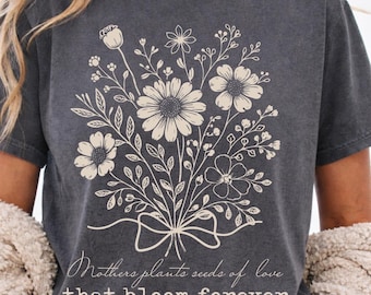 Wildflower Mama PNG | Mother’s Day Plant Seeds of Love Design | Vintage Coquette Bow Mom Graphic | Mama Sublimation Download
