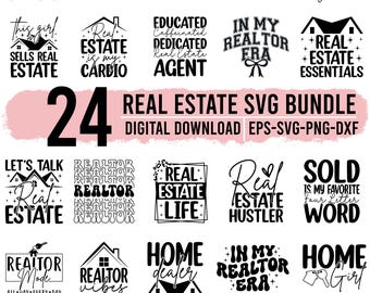 Real Estate SVG PNG Bundle, Realtor Quotes SVG, Real Estate Agent Designs, Realtor Cut Files for Cricut, Digital Download