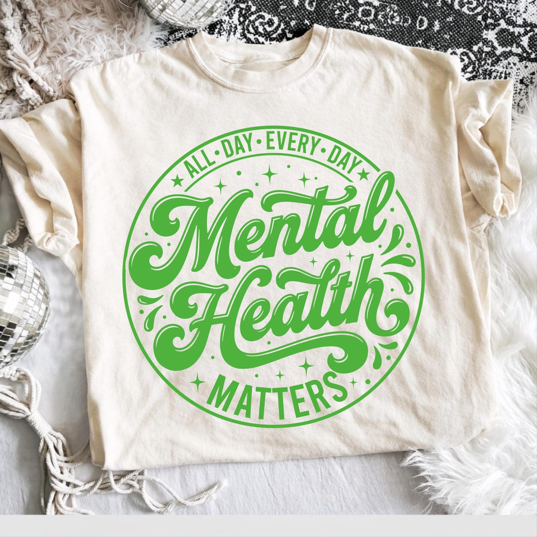 Mental Health Matters SVG PNG | Green Awareness Ribbon Design | Self ...