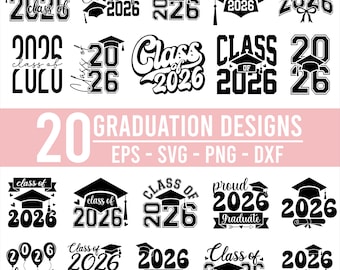 Class of 2026 SVG Bundle | Graduation Cap 2026 PNG SVG | Senior 2026 Cut Files | Cricut Silhouette Graduation Digital Download