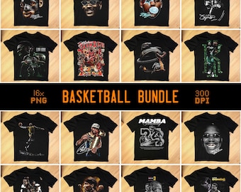 Basketball PNG Bundle - 16x Designs | Vintage Bootleg Halftone | Sports Legends Pack | Streetwear Graphics | Digital Download [300DPI]