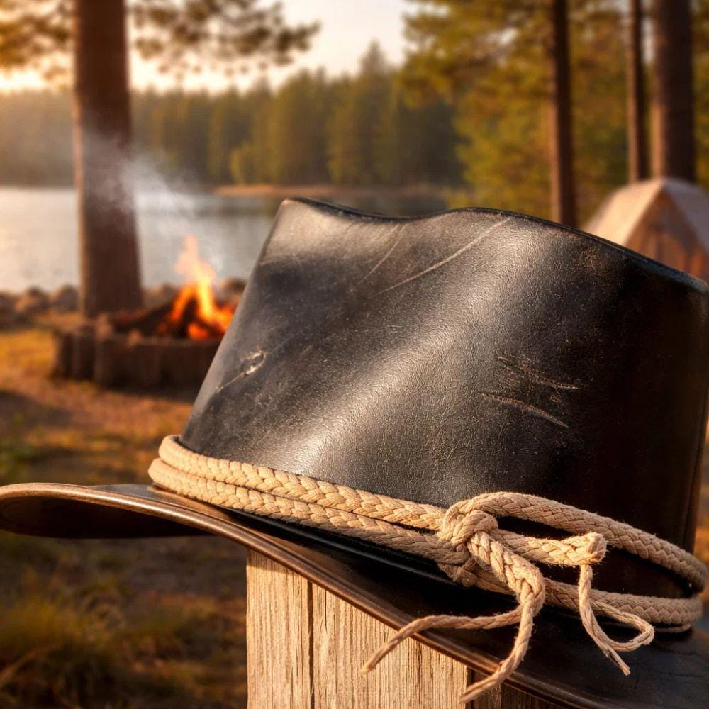 Cappello Western In Pelle Nera Fatto A Mano – Stile Arthur Morgan – Tutte Le Taglie