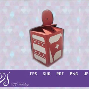 May include: Red and white favor box with a Swiss flag design. The box is decorated with white hearts and has a white stripe across the middle. The box is made of cardstock and is ready to be assembled.