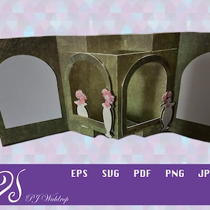 3D pop up card with Arch windows and flowers