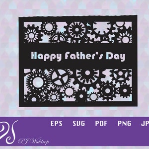 Black and White Father&#39;s Day Card with Gears