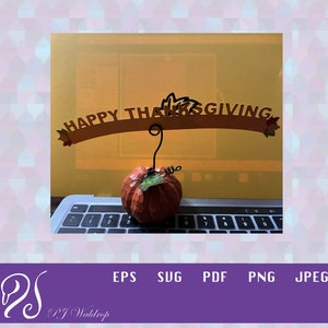 Happy Thanksgiving Table Banner with Maple Leaves, SVG or die cut