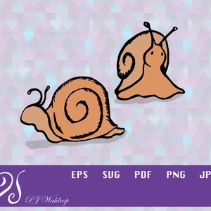 two Friendly Snails, sublimation digital graphic or SVG cut file