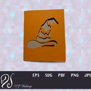 Magic Hat Halloween Card, SVG cut file
