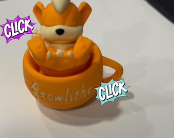 Brelok Fidget Clicker Sleeping Growlithe, cichy lub klikalny, drukowany w 3D