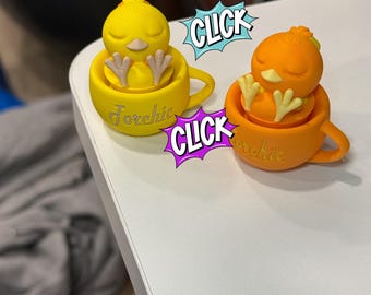 Brelok do kluczy z funkcją klikania i funkcją Sleeping Torchic Fidget Clicker, cichy lub klikalny, drukowany w 3D prezent z motywem anime, biurkowy Fidget