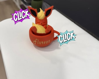 Brelok do kluczy Fidget Clicker z motywem śpiącego Flareona, cichy lub klikalny, drukowany w 3D prezent z motywem anime, brelok na biurko