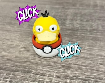 Psyduck Pokéball Fidget Clicker | Druk 3D | Normalne lub ciche klikanie | Zabawka sensoryczna