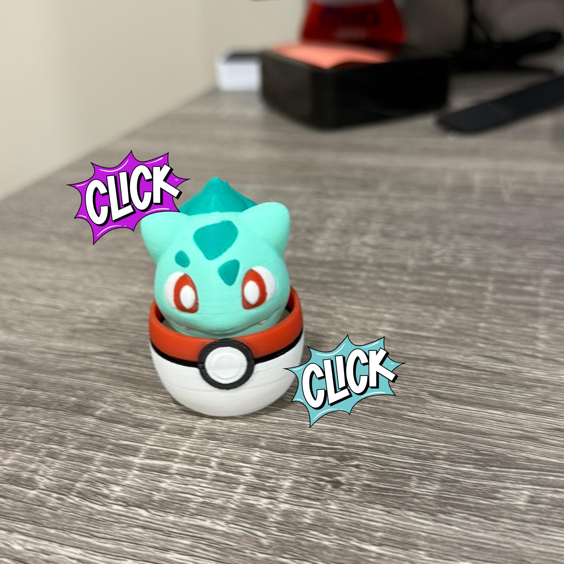3D Printed Bulbasaur in a Poke-ball Fidget Clicker - Etsy