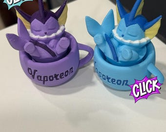 Brelok do kluczy Fidget Clicker z funkcją Sleeping Vaporeon, cichy lub klikalny, drukowany w 3D prezent z motywem anime