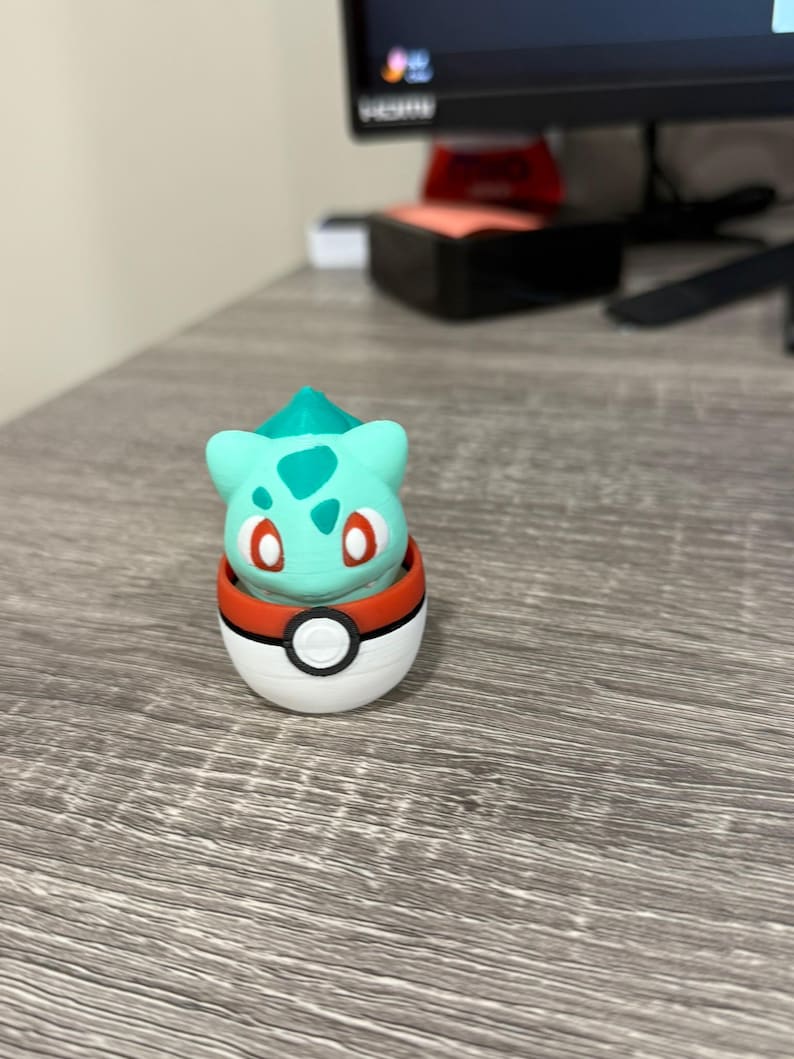 3D Printed Bulbasaur in a Poke-ball Fidget Clicker - Etsy