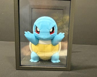 Figurka Squirtle Angry Window, drukowana w 3D dekoracja z żółwiem wodnym, uroczy przyjaciel na biurko z anime, rozmiary 1,5–6 cali, rama nie jest dołączona