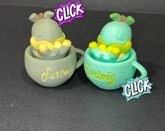 Brelok Fidget Clicker z motywem śpiącego Turtwiga, cichy lub klikalny, drukowany w 3D prezent z motywem anime, brelok na biurko