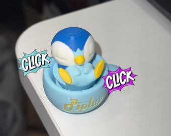 Brelok do kluczy z funkcją klikania i śpiącym Piplupem, cichy lub klikalny, drukowany w 3D prezent z motywem anime, biurkowy Fidget