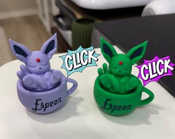 Brelok Fidget Clicker z motywem śpiącego Espeona, zabawka w kształcie kubka w kształcie śpiącego smoka, błyszcząca lub normalna, cicha lub klikalna