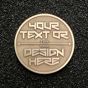 Moneda personalizada de 50 mm || Moneda de latón grabada a medida || Grabado de logotipo personalizado || Regalo único || Medalla personalizada