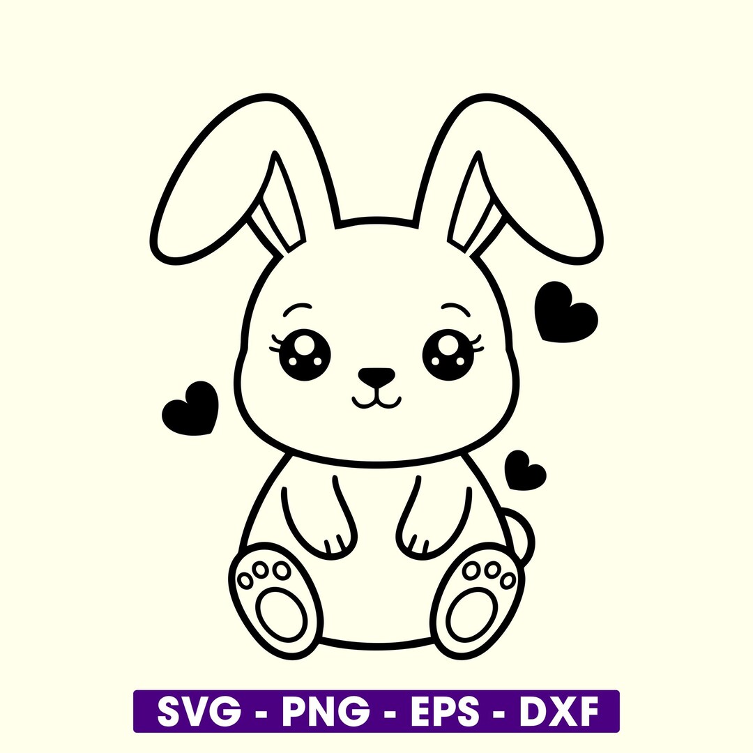 Kawaii Bunny SVG | Chibi Rabbit Line Art | Cricut Cut File | Kawaii ...