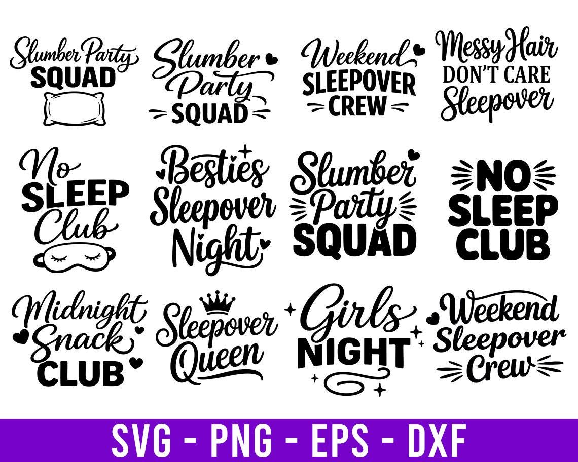 Slumber Party Squad SVG PNG Bundle | Girls Night Sleepover Design | No ...