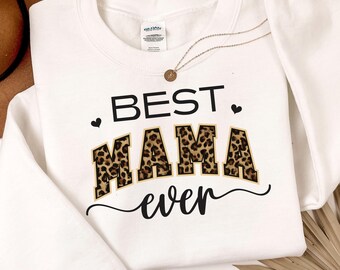 Mother's Day Best Mama Ever Leopard for Sublimation Digital Transfer Shirt Mom Gift Grandma Tumbler Wrap Best Mom Motherhood Png