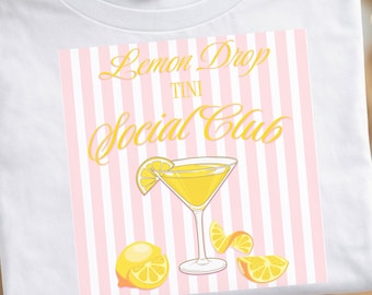 Trendy Lemon Drop Martini Social Club Art for Girls’ Nights Parties and Summer Vibes Instant Digital Download - Commercial Use