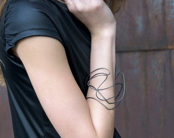 Black statement bracelet, Black silver jewelry, Fashion jewelry bracelet, Unique black bracelet, One of a kind, Oxidized silver bracelet