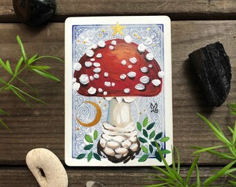 Fly Agaric No.1 Amanita Muscaria Mushroom Original Painting ATC