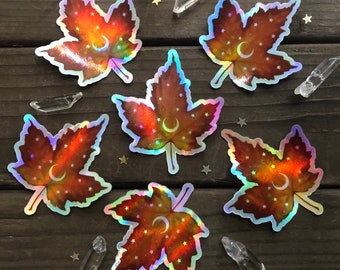 Autumn Leaf Magic Holographic Vinyl Sticker