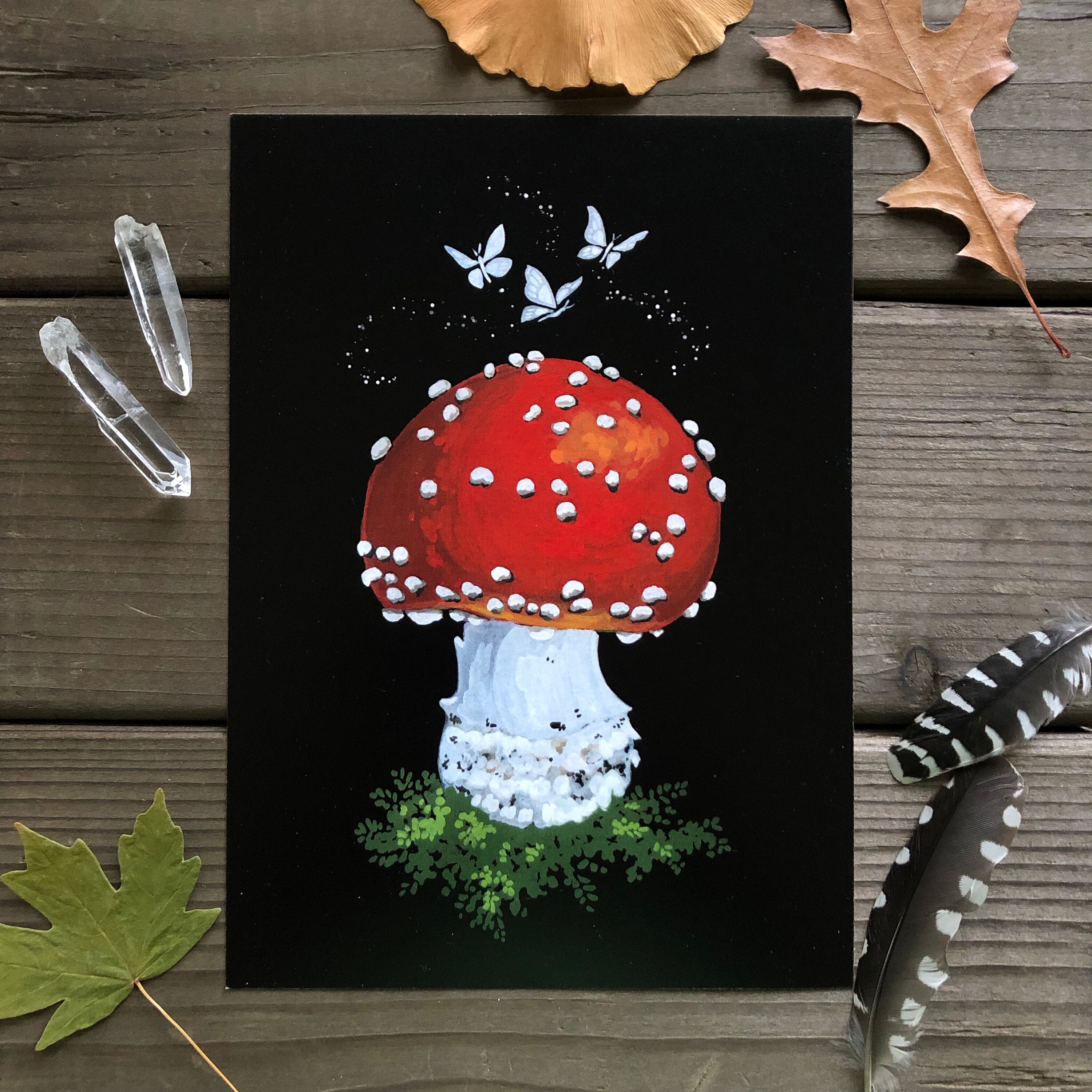 Fly Agaric No.1 Amanita Muscaria Mushroom Original Painting ATC