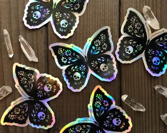 Goth Moth Holographic Vinyl Sticker