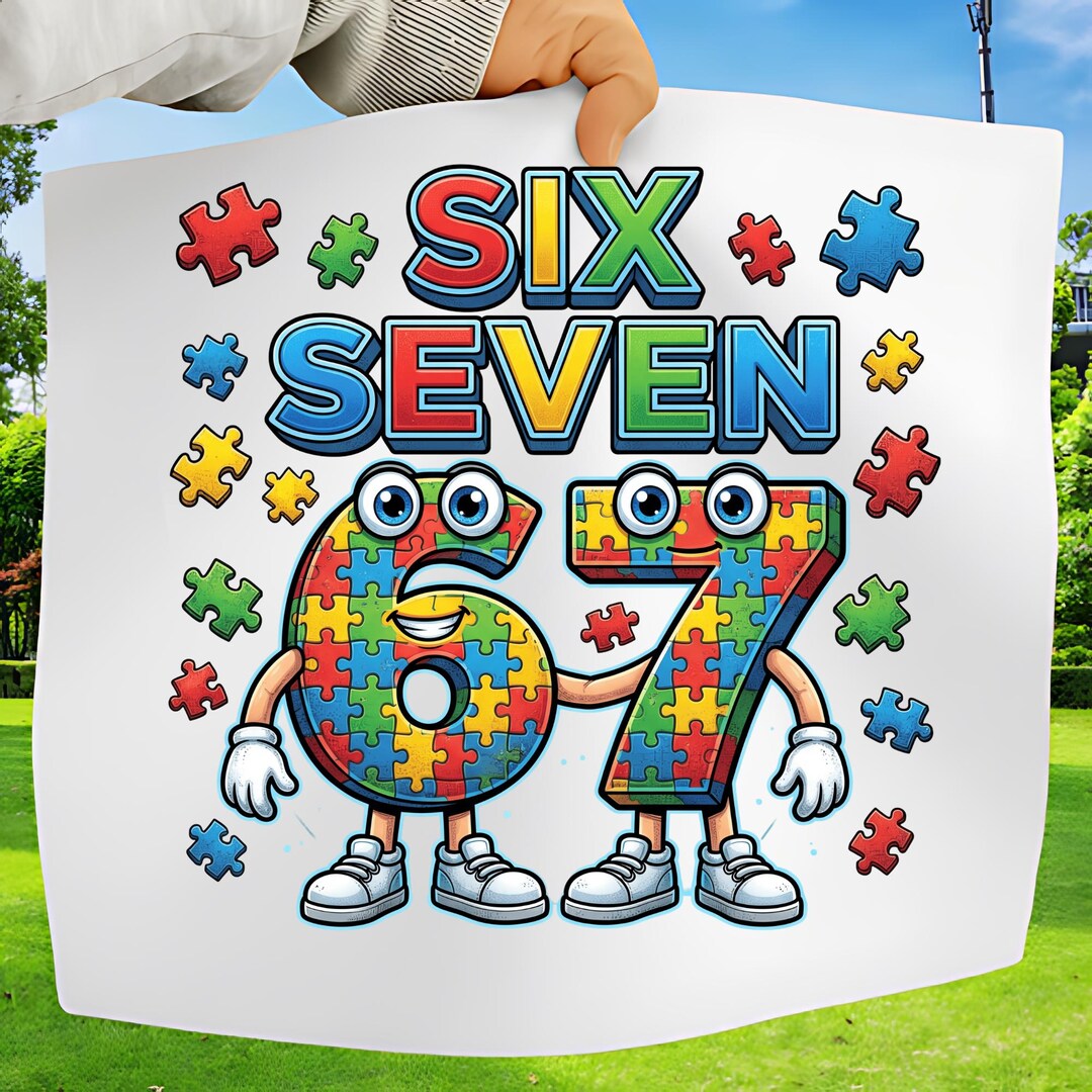 SIX SEVEN 67 Autism PNG, Trendy Autism Awareness, Colorful Puzzle ...