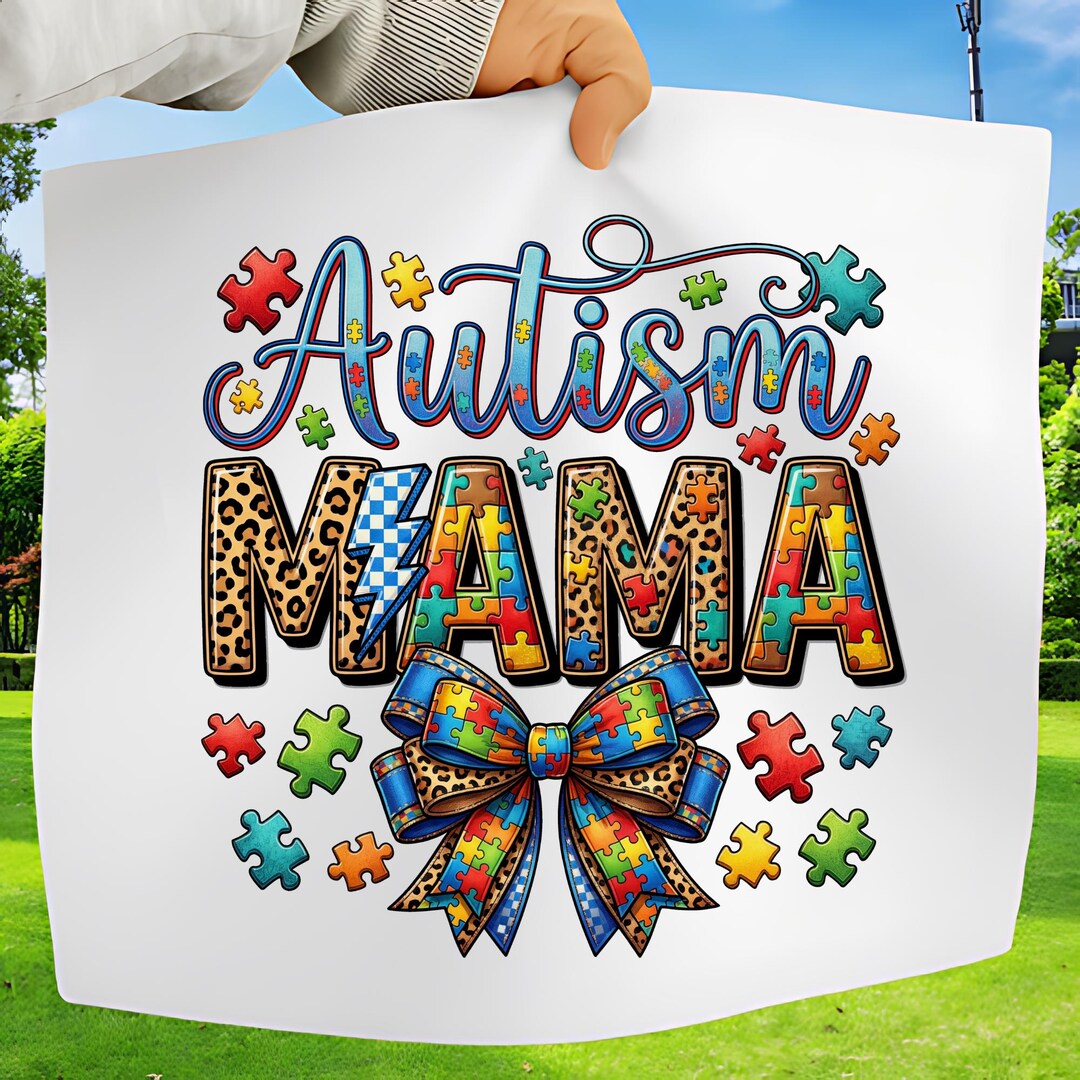 Autism Mama PNG Trendy Autism Awareness Design Leopard Print Puzzle ...